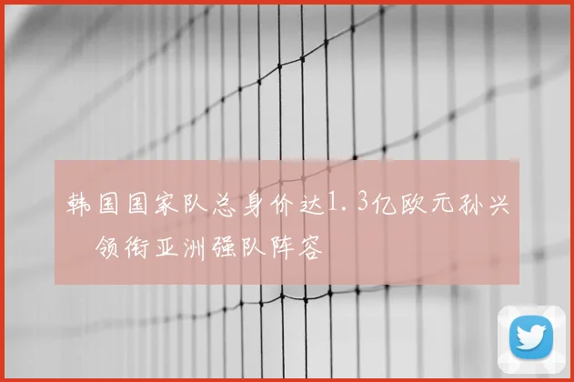 韩国国家队总身价达1.3亿欧元孙兴慜领衔亚洲强队阵容